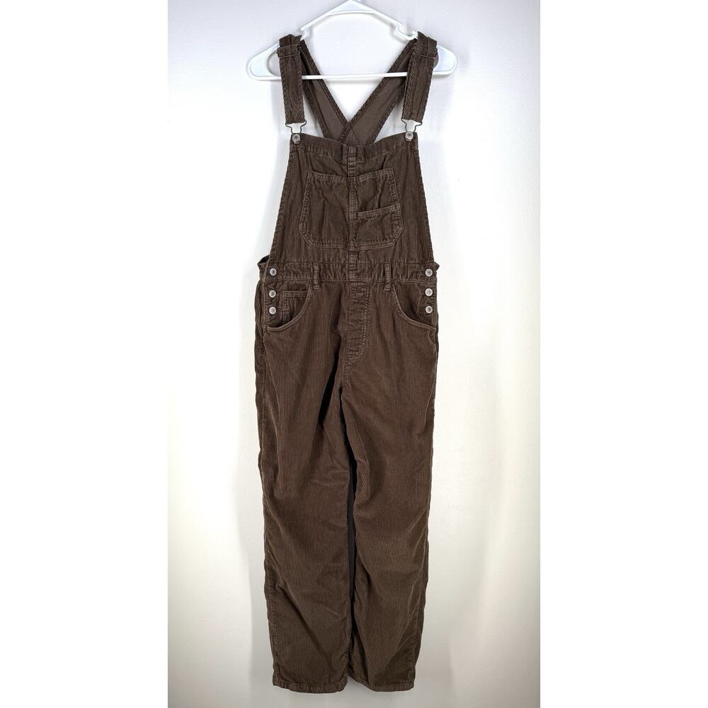 We The Free FREE PEOPLE Ziggy Cord Overalls Brown Corduroy Bibs Size Small Boho - Picture 2 of 12